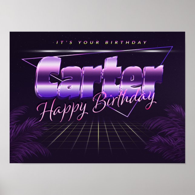 Carter Name Vorname lila retro Poster Geburtstag (Front)