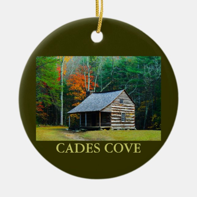 Carter Shields Cabin - Cades Cove - Christmas Ceramic Ornament (Front)