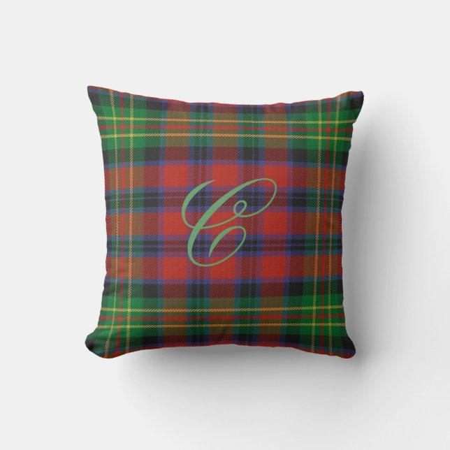 Carter Tartan Monogram Pillow (Front)