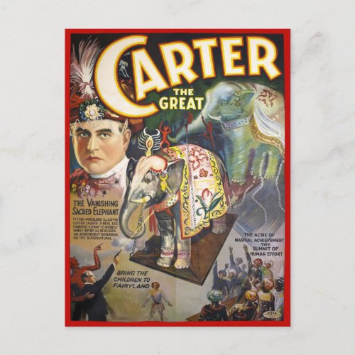 Carter The Great Restored Vintage Magician Poster Postcard