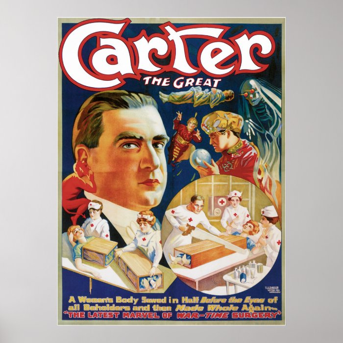 Carter The Great ~ The Saw Vintage Magic Act Poster