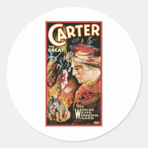 Carter The Great  Wizard Vintage Magic Act Classic Round Sticker