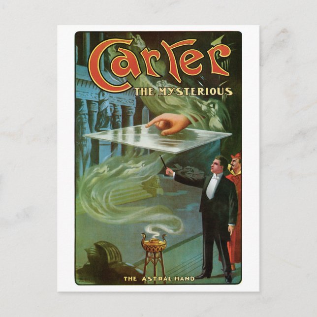 Carter The Mysterious ~  Vintage Magic Act Postcard (Front)