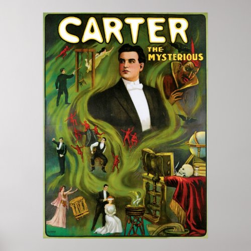 Carter The Mysterious   Vintage Magic Act Poster