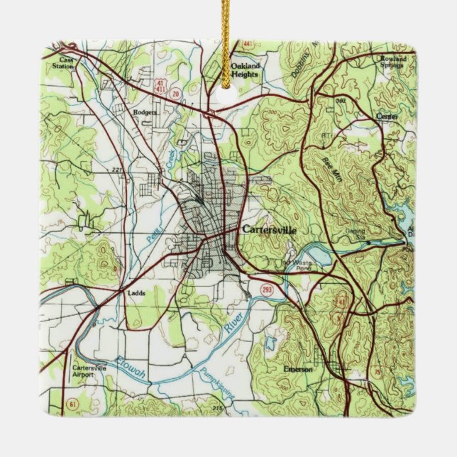 Cartersville Georgia Topo Ceramic Ornament (Back)