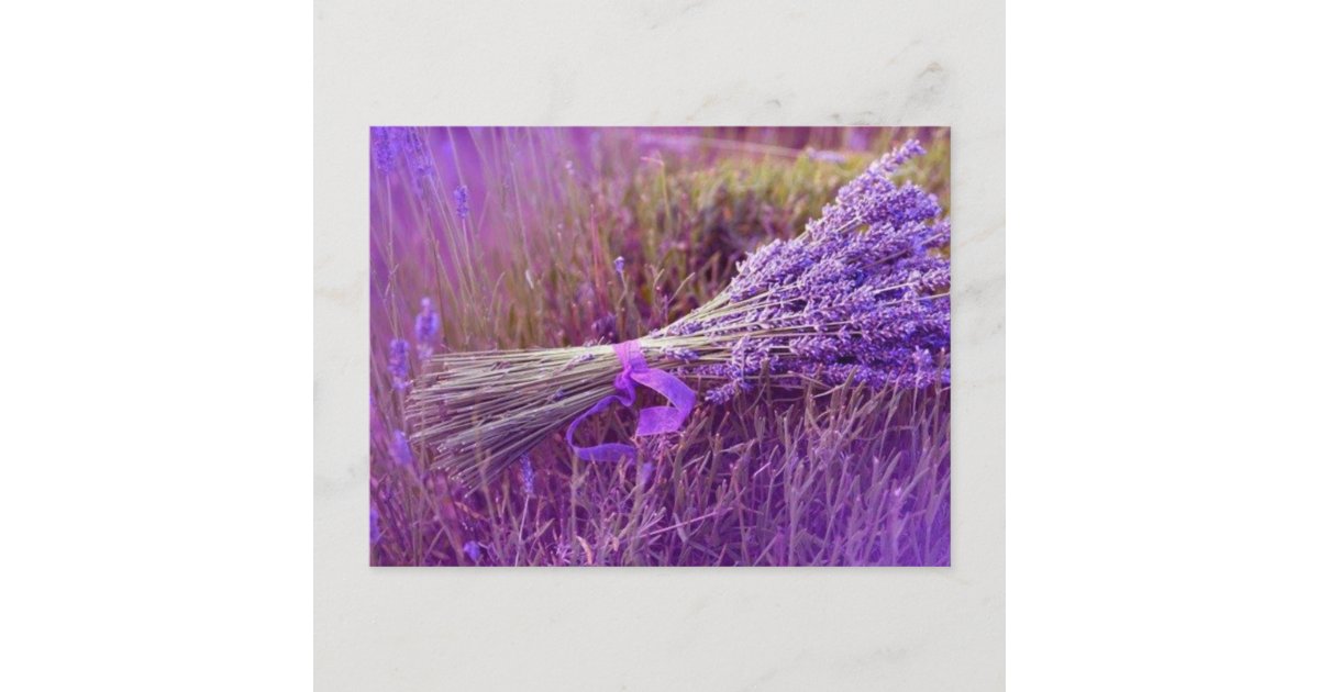Plateau métal un bouquet de lavande dans un pot en terre cuite - Esprits Vintage