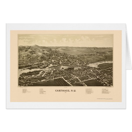 Carthage, NY Panoramic Map - 1888 Cards (Front Horizontal)