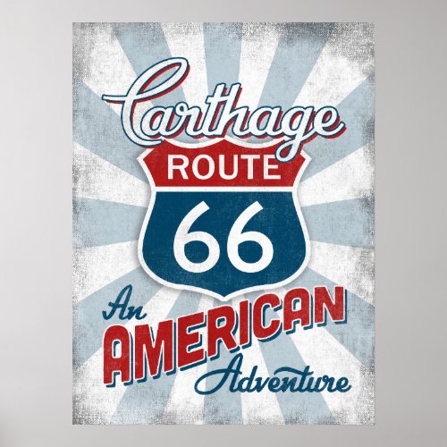 Carthage Route 66 Vintage America Missouri Poster