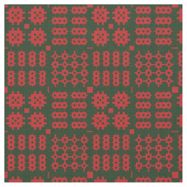 Carthen Coch A Gwyrdd Fabric (Close Up)