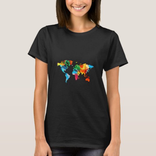 Cartography Countries Traveling Traveler Colorful  T_Shirt