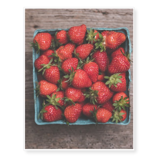 Carton of Strawberries Temporary Tattoos (Front)