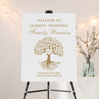 Cartón Pluma Family reunion tree welcome sign 
