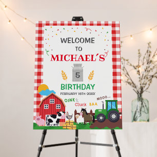 Cartón Pluma Farm Animals Birthday Party Welcome S Foam Board
