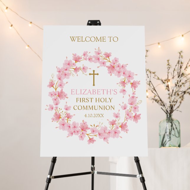 Cartón Pluma First Communion Cherry Blossom floral Foam Board (In Situ (Stand))