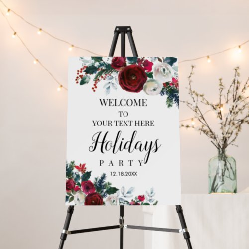 Cartn Pluma Floral Holiday Party Welcome sign