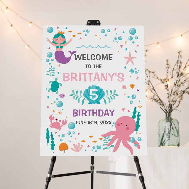 Cartón Pluma Welcome sign Mermaid Under the Sea bi (In Situ (Stand))