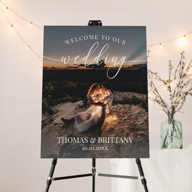 Cartón Pluma Welcome to our wedding sign  (In Situ (Stand))