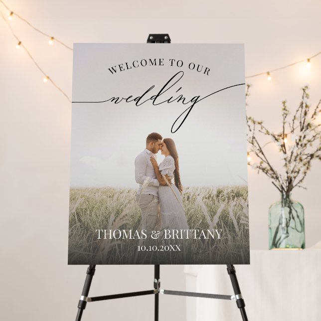 Cartón Pluma Welcome to our wedding sign  (In Situ (Stand))
