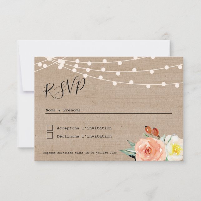 Carton réponse RSVP Champêtre Guinguette (Front)