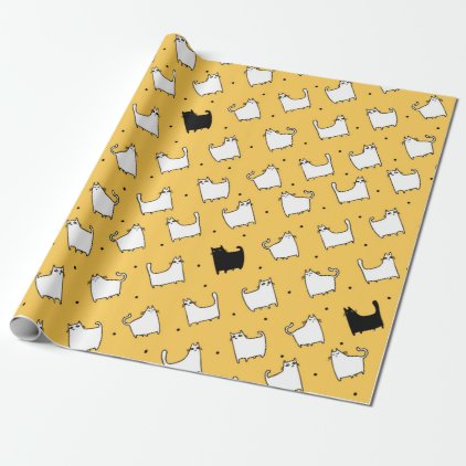 Carton White Cats Black Cat (Any Color) Wrapping Paper