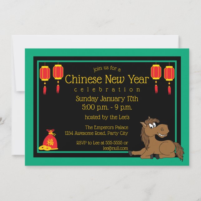 Cartoon 2026 Chinese New Year of Horse Invitation (Front)