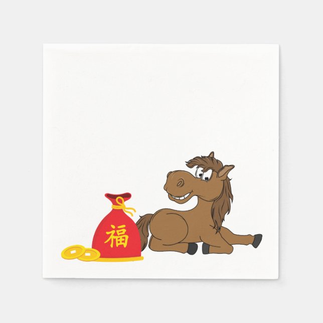Cartoon 2026 Chinese New Year of Horse Napkins (Front)