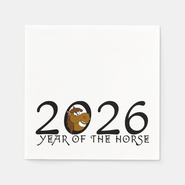 Cartoon 2026 Chinese New Year of Horse Napkins (Front)