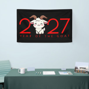 Cartoon 2027 Chinese New Year of Goat Banner