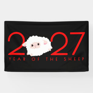 Cartoon 2027 Chinese New Year of Sheep Banner