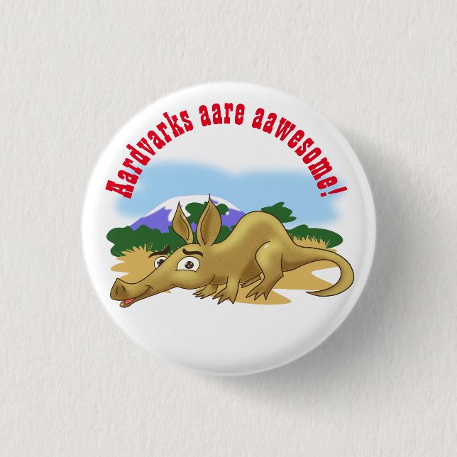 Cartoon Aardvark Button (Front)