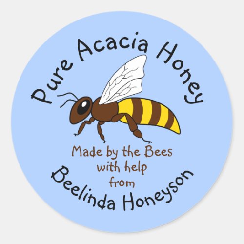 Cartoon Acacia Honey Jar Label Stickers