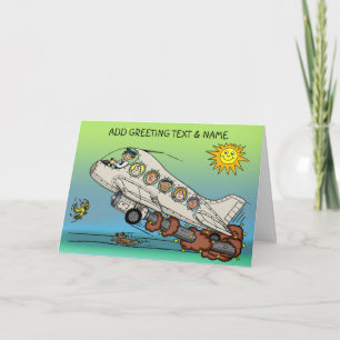 Cartoon Aeroplane Card