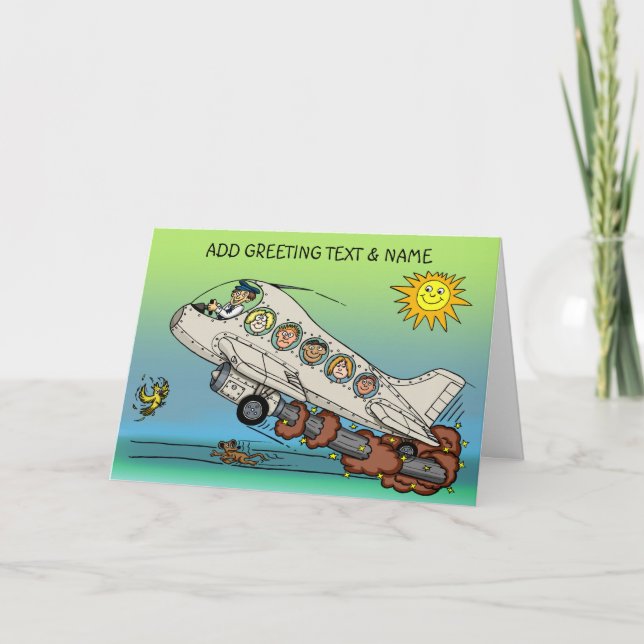 Cartoon Aeroplane Card (Front)