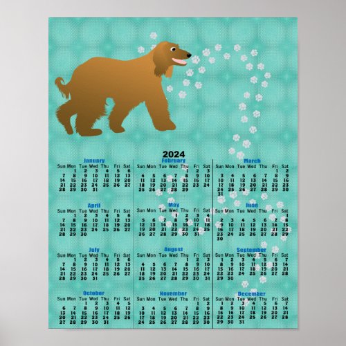 Cartoon Afghan Hound 2024 Calendar Poster