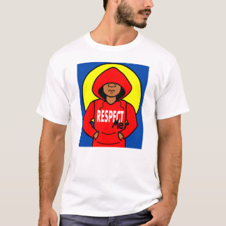 Cartoon African American Boy Wearing Red Hoodie T-Shirt