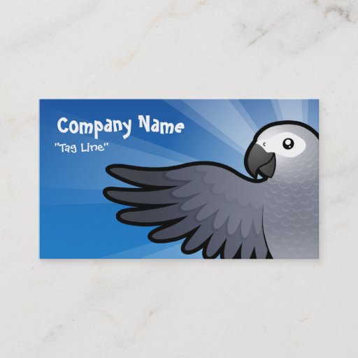 Customizable Cartoon African Grey / Amazon / Parrot Business Cards