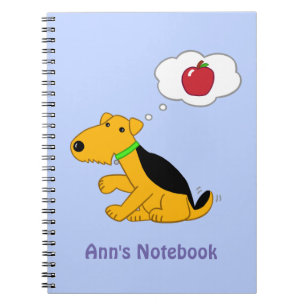 Cartoon Airedale Terrier Dog Thinking of an Apple Notebook