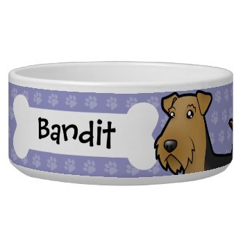 Cartoon Airedale Terrier / Welsh Terrier Bowl by CartoonizeMyPet at Zazzle