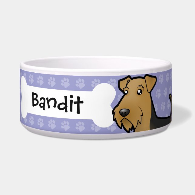 Cartoon Airedale Terrier / Welsh Terrier Bowl (Front)