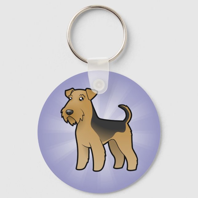 Cartoon Airedale Terrier / Welsh Terrier Keychain (Front)