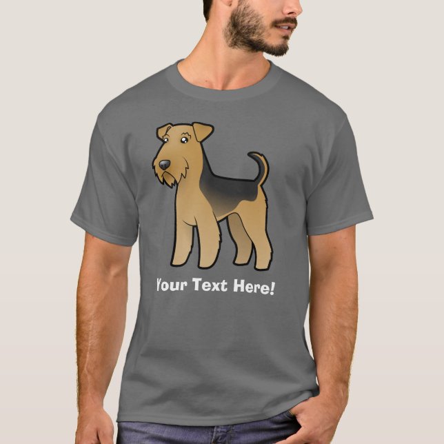 Cartoon Airedale Terrier / Welsh Terrier T-Shirt (Front)
