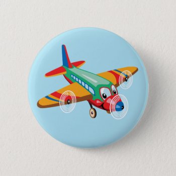 Cartoon Airplane Button by insimalife at Zazzle