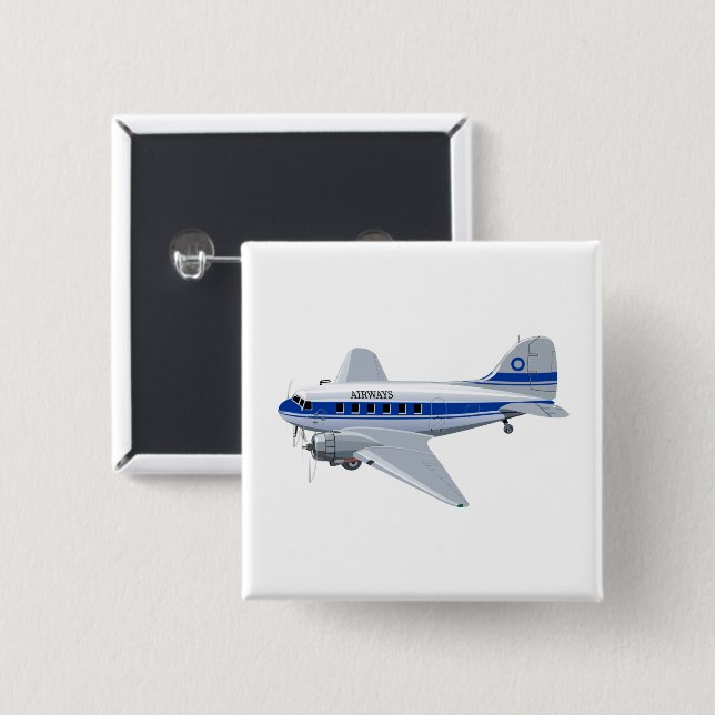 Cartoon airplane button (Front & Back)