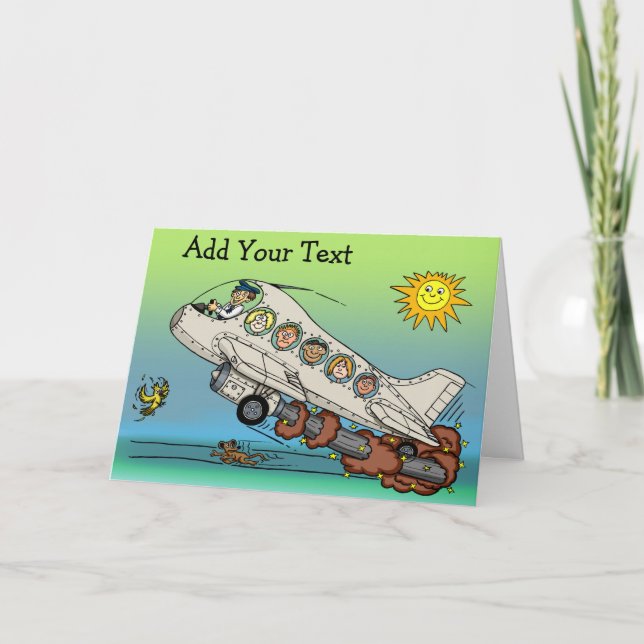 Cartoon Airplane Card (Front)
