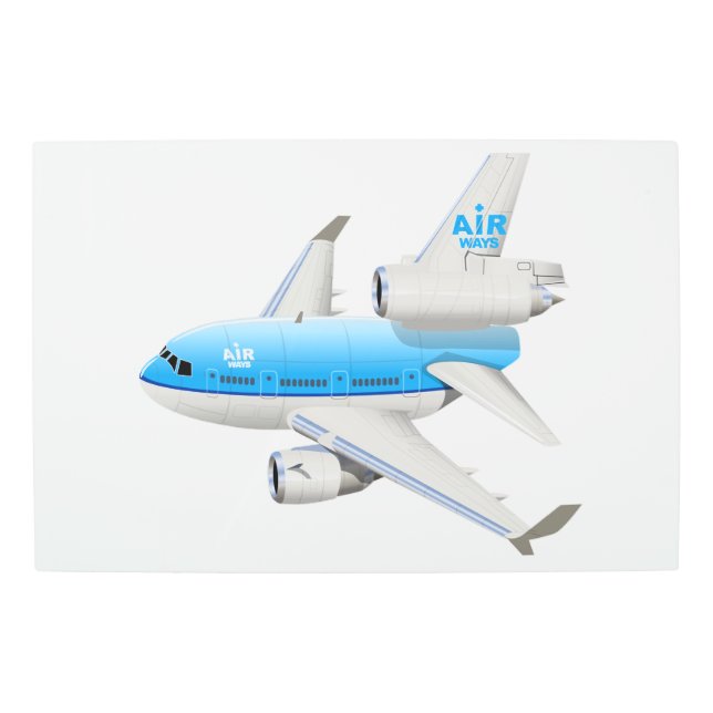 Cartoon airplane metal print (Front)