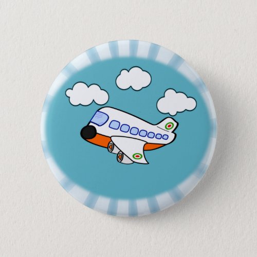 Cartoon Airplane Pinback Button