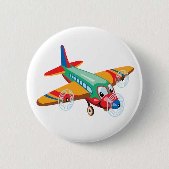 cartoon airplane pinback button (Front)
