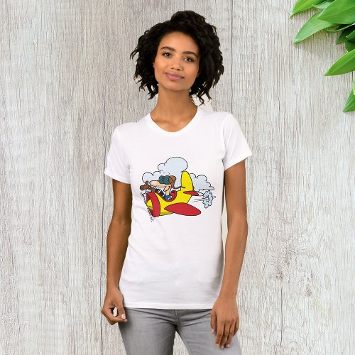 Cartoon Airplane Womens T_Shirt