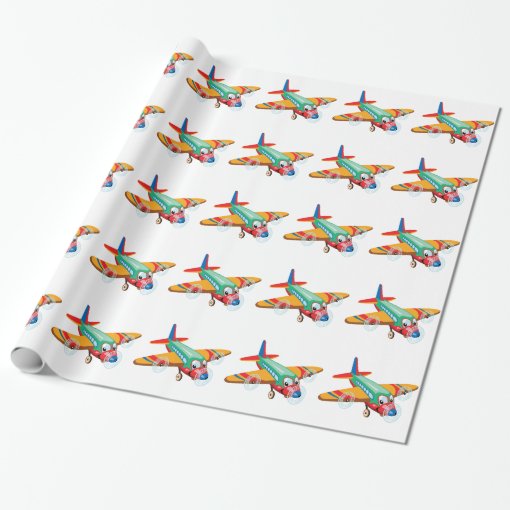 cartoon airplane wrapping paper Zazzle
