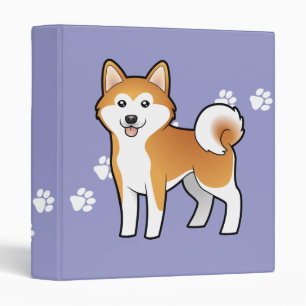 Cartoon Akita Inu / Shiba Inu 3 Ring Binder